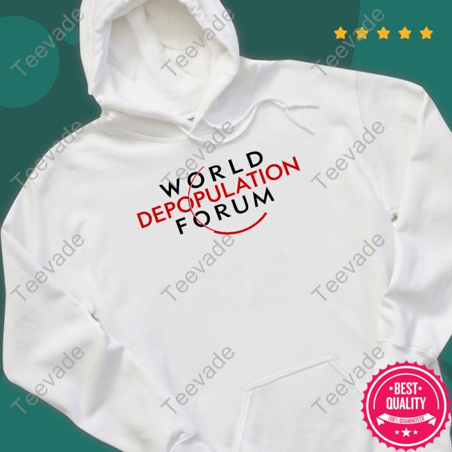 Liz Churchill Wearing World Depopulation Forum Tee Shirt